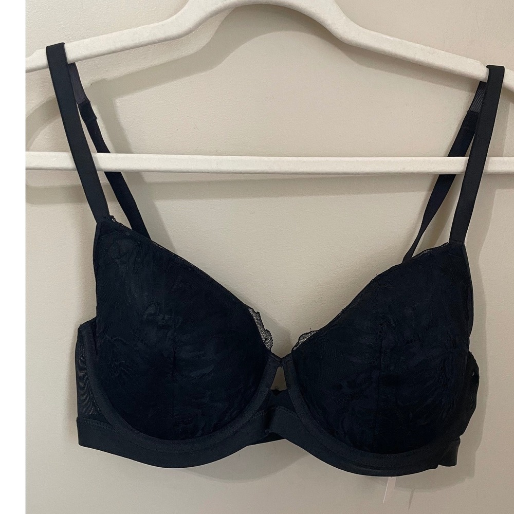 Soma Lightly Lined Lace Perfect Coverage Bra Black 34D Underwire